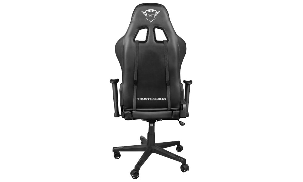 Fotel TRUST GXT 716 Rizza RGB LED Czarny wzrost waga koła rama siedzisko obrotowe