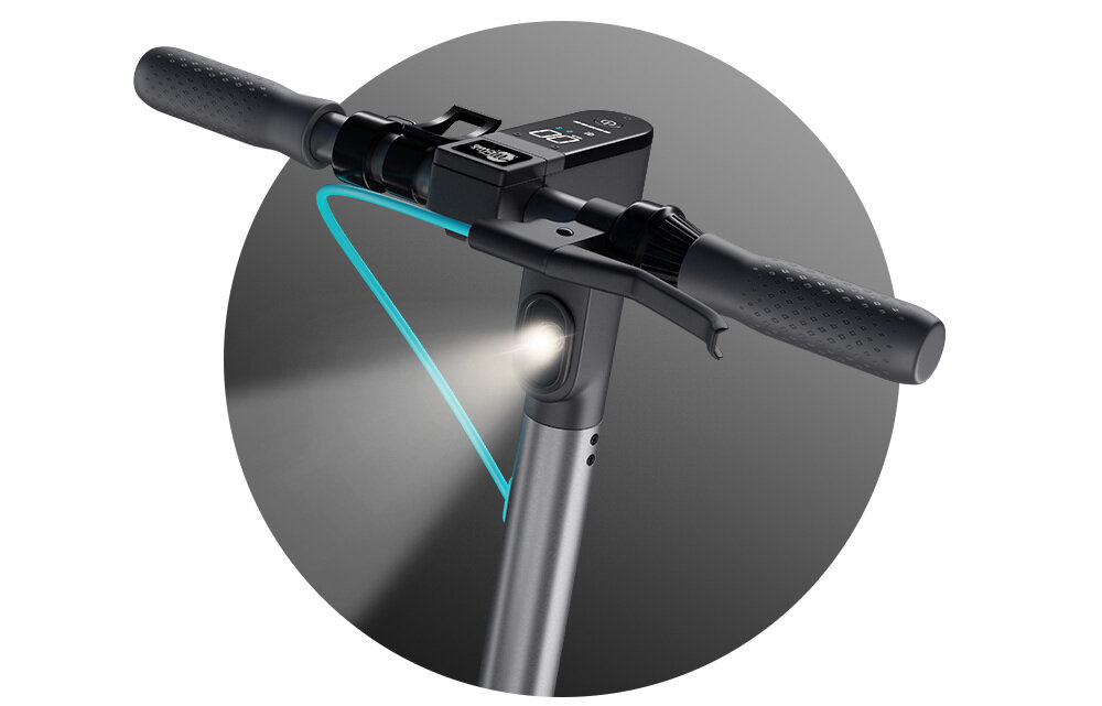 Hulajnoga elektryczna MOTUS Scooty 10 2021 Turkusowy oświetlenie przednie światło o wysokiej jasności tylny reflektor o mocy 2,5 W odblaski na tylnym kole