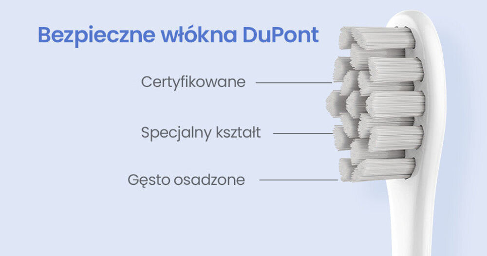 Końcówka szczoteczki OCLEAN PW07 (2 szt.) (Delikatne dla dziąseł) bezpieczne włókna dupont certyfikowane secjalny kształt gęsto osadzone