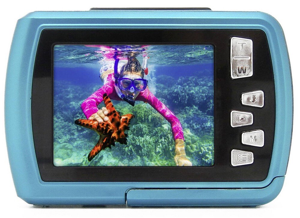 Aparat EASYPIX Aquapix W2024 Splash z paskiem na nadgarstek, rozpoznawanie twarzy, samowyzwalacz, wygoda użytkowania