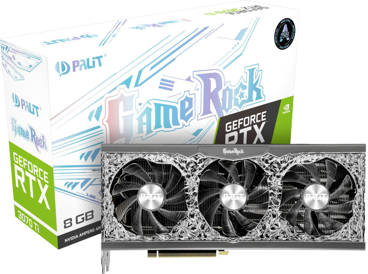 Karta graficzna PALIT GeForce RTX 3070 Ti GameRock 8GB GDDR6 zawartosc opakowania