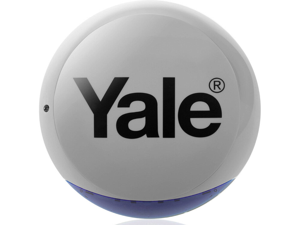 Syrena zewnętrzna YALE AC-BXG komunikuje się z centralką alarmu bezprzewodowo na zewnątrz budynku bezprzewodowa technologia głośność 104 dB zwiększony zasięg do 200 metrów alarm sabotażowy