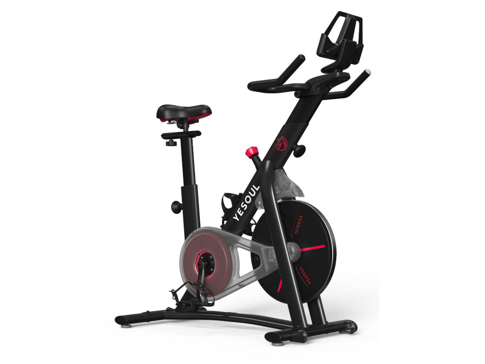 Rower spinningowy YESOUL S3 pedały koszykowe z opaskami stabilna podstawa bezpieczna wygodna jazda maksymalne obciążenie do 120 kg