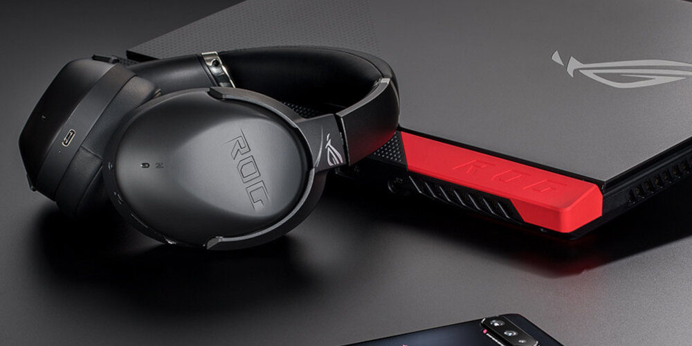 SŁUCHAWKI BEZPRZEWODOWE Z MIKROFONEM ASUS ROG STRIX GO 2.4 ELECTRO PUNK mikrofon dwukierunkowy odpinany pasywna redukcja szumów