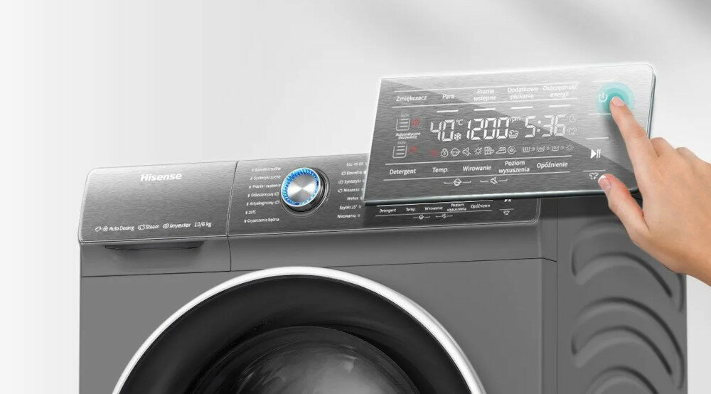 HISENSE-WDQR1014EVAJ pralko-suszarka opóźniony start wybrany program rozpoczęcie