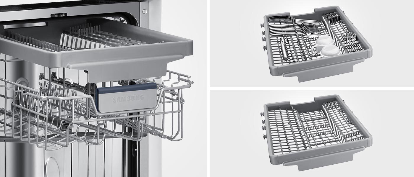 Szuflada na sztućce jest specjalnie wyprofilowana, dzięki czemu oszczędzisz więcej miejsca w komorach