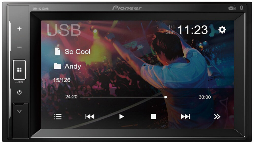 Radio samochodowe PIONEER DMH-A240DAB - Ekran i funkcje, 6,2 calowy ekran dotykowy