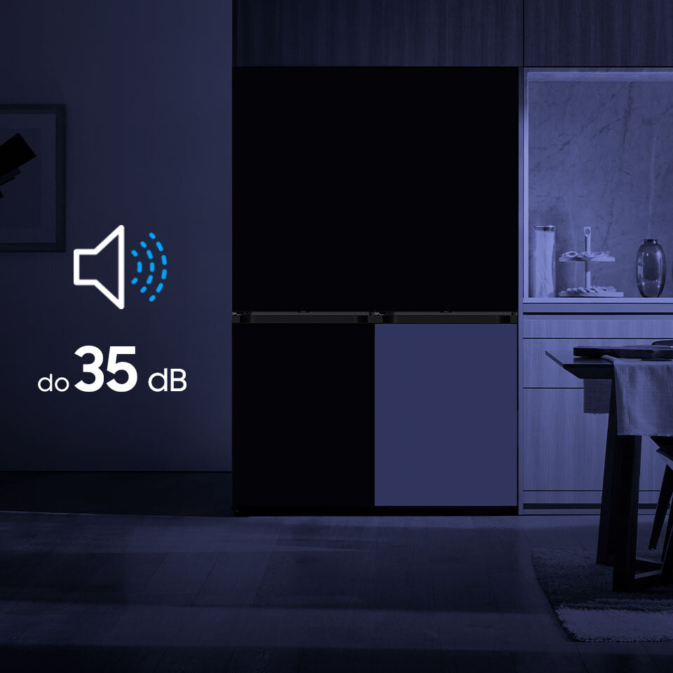 Zdjęcie ukazuje lodówkę Samsung BESPOKE RB34A7B5D22, która pracuje w trybie Cool Silent. Urządzenie dostępne jest w sklepach Media Expert. Zdjęcie ukazuje lodówkę Samsung BESPOKE RB34A7B5D22, która pracuje w trybie Cool Silent. Urządzenie dostępne jest w sklepach Media Expert.