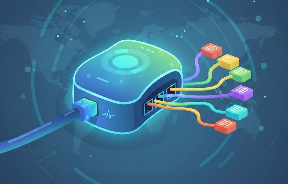 Splitter EXTRALINK Splitter światłowodowy PLC sieci FTTH sygnał optyczny Pasywna praca bez zasilania elektrycznego Podział mocy 1:4 Złącza SC/UPC SM kabel pigtailowy 0,9 mm długości 1,5 m obudowa typu steel box - spliter w rysowanej wersji