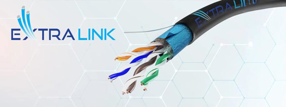 Kabel sieciowy EXTRALINK - Kabel internetowy ExtralinK skrętka, tło z wzorem technologicznych heksagonów