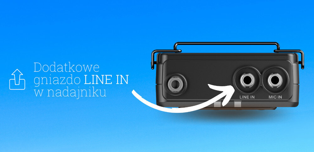 System bezprzewodowy SARAMONIC UWMIC9S Nadajnik TX9S dwa wejścia mini Jack (line in/mic in) mikrofon krawatowy kolejne źródło dźwięku