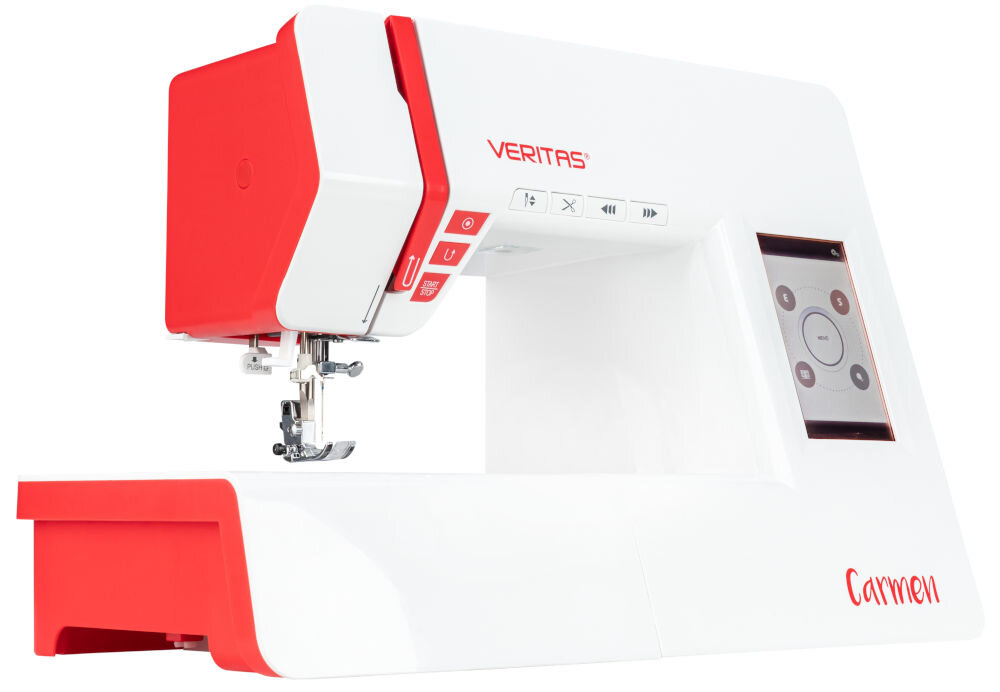 Maszyna do szycia VERITAS Carmen różnorodne funkcje intuicyjna obsługa początkujacy doświadczeni krawcy programy szycia podstawowe ściegi użytkowe elastyczne owerlokowe dekoracyjne satynowe wszechstronność