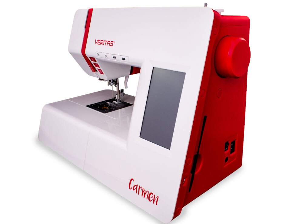 Maszyna do szycia VERITAS Carmen solidna konstrukcja rama nośna lekki metal stabilność wolne ramię detaliczne elementy nogawki rękawy komfort swoboda działania