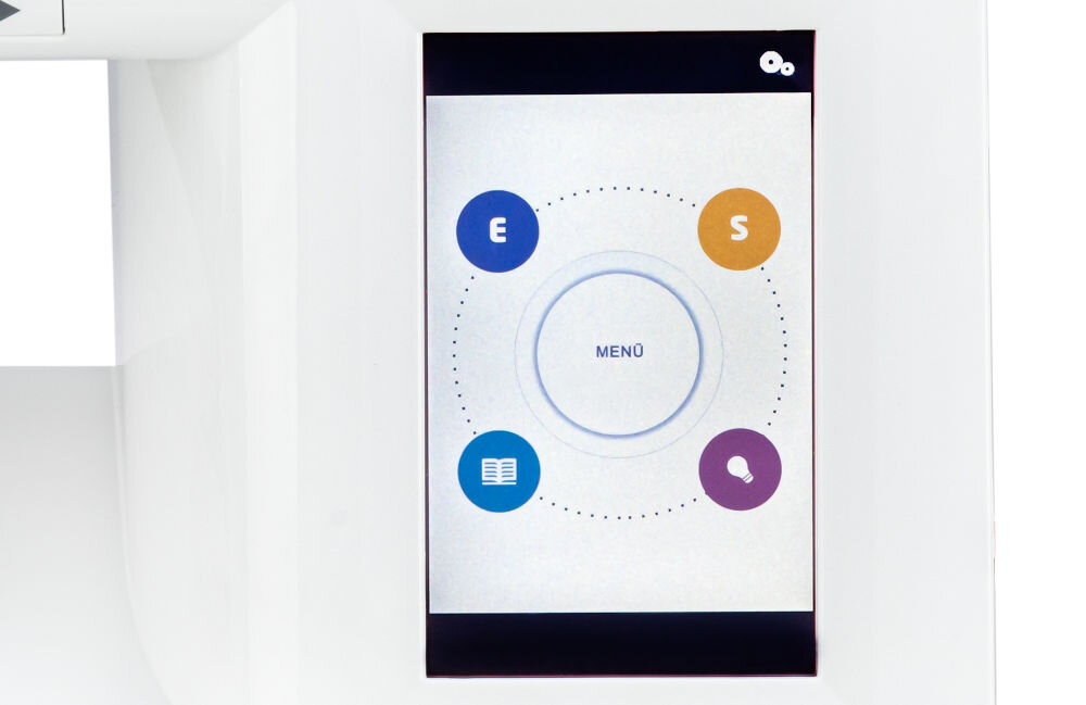 Maszyna do szycia VERITAS Carmen oświetlenie pola pracy diody LED jasne wyraźne oświetlenie detali precyzyjna praca ekran dotykowy wyświetlacz obsługa rysikiem intuicyjne sterowanie funkcja pamięci