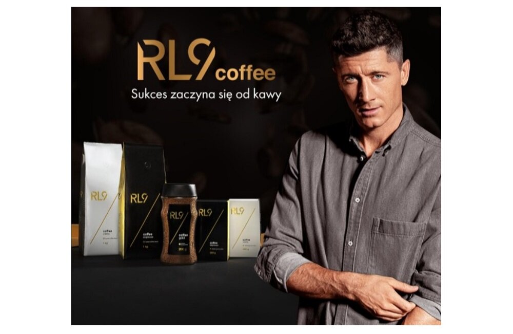 Kawa ziarnista RL9 Espresso Robert Lewandowski Arabica 1 kg Flaga Intensywny smak kawy Perfekcyjnie aromatyczna kawa