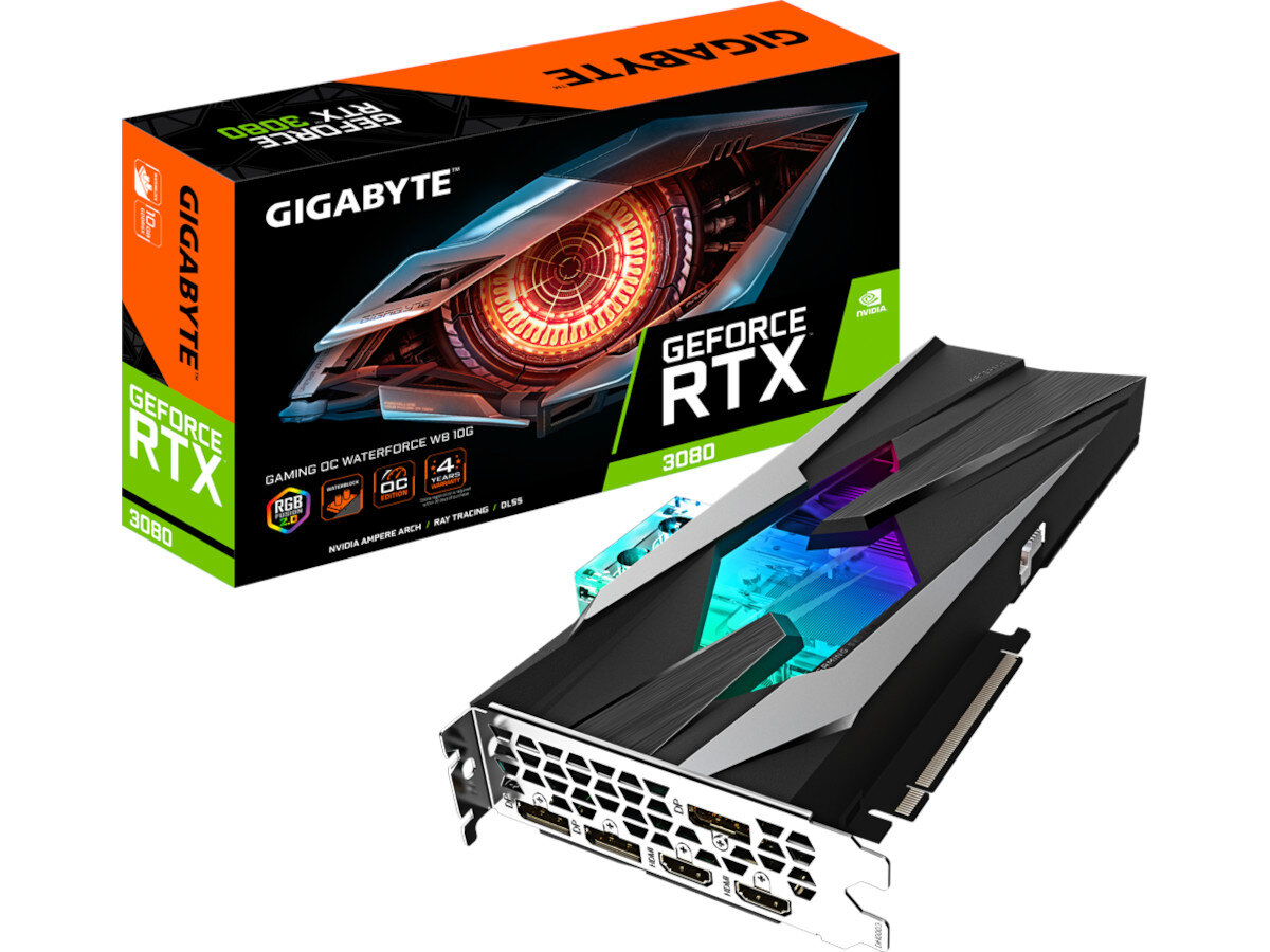 Karta graficzna GIGABYTE GeForce RTX 3080 Gaming Waterforce OC 10GB zawartosc opakowania