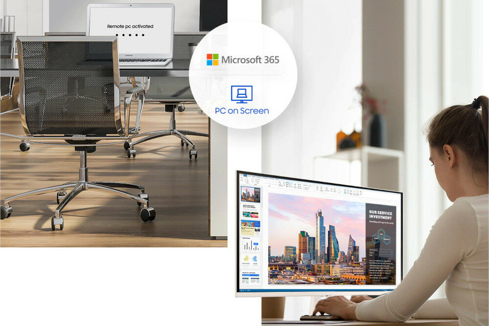 Monitor SAMSUNG Smart LS27AM501NUXEN Microsoft Office 365 chmura remote access