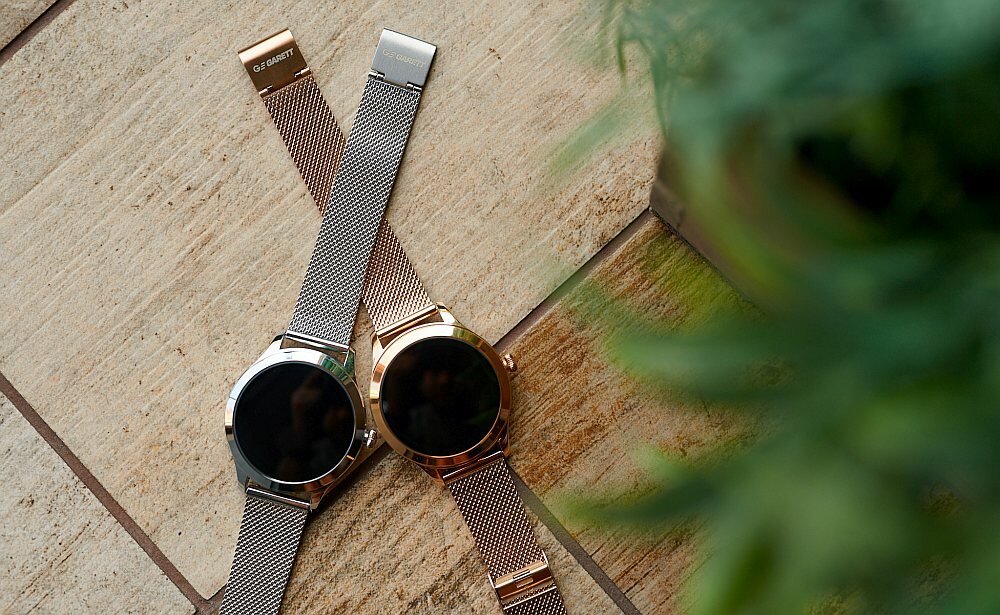 Smartwatch GARETT Women Naomi Pro ekran bateria pasek wykonanie odporność funkcje monitoring pomiar aplikacja łączność odbieranie dzwonienie
