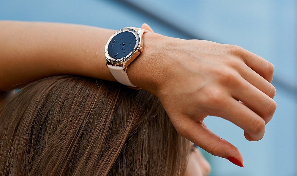Smartwatch GARETT Women Elise ekran bateria pasek wykonanie odporność funkcje monitoring pomiar aplikacja łączność odbieranie dzwonienie