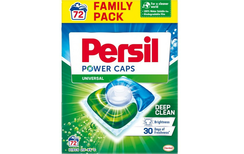 Kapsułki do prania PERSIL POWER CAPS UNI 72 szt. technologia Deep Clean Plus nieskazitelna czystosc dlugatrwala swiezosc usuwa nawet najtrudniejsze plamy