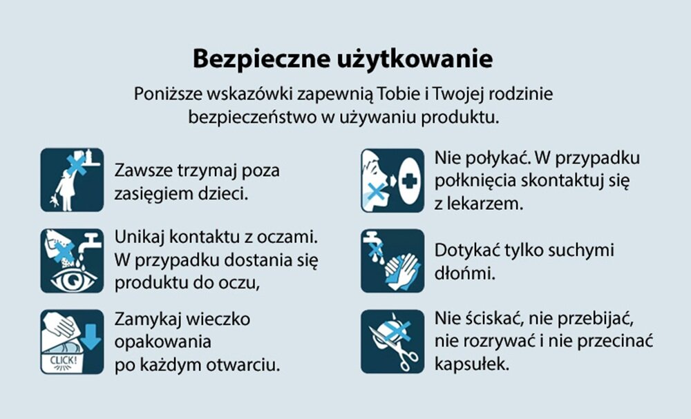 Kapsułki do prania PERSIL Power Caps Color 33 szt. bezpieczeństwo dzieci, przechowywanie z dala od dzieci