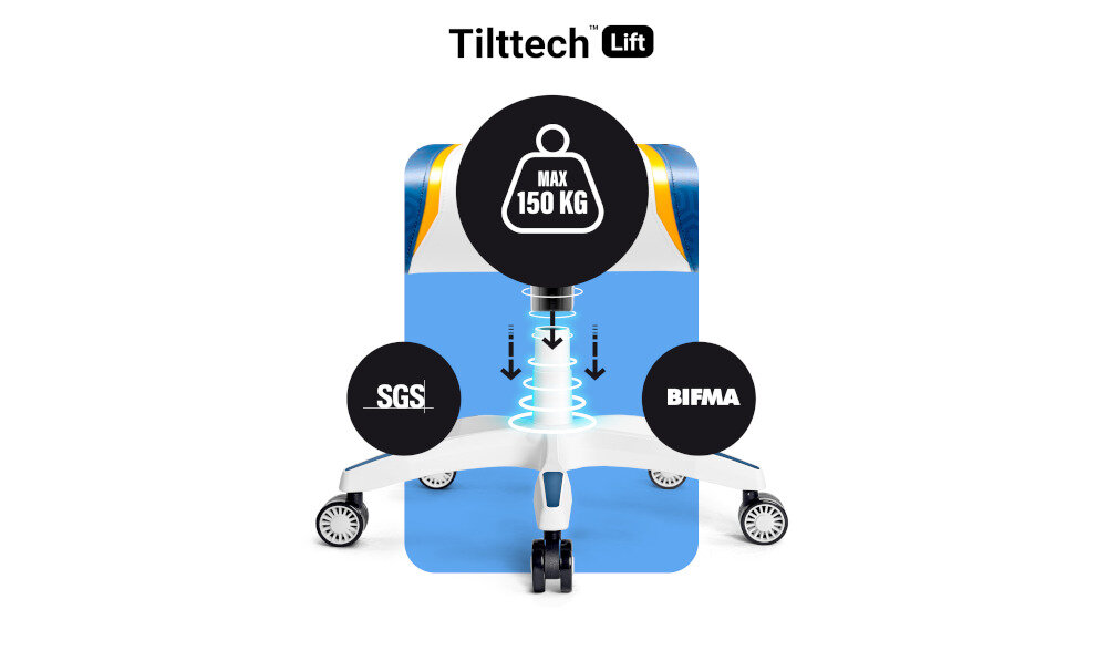 Fotel DIABLO CHAIRS X-One 2.0 Aqua podstawa amortyzacja kolka mechanizm