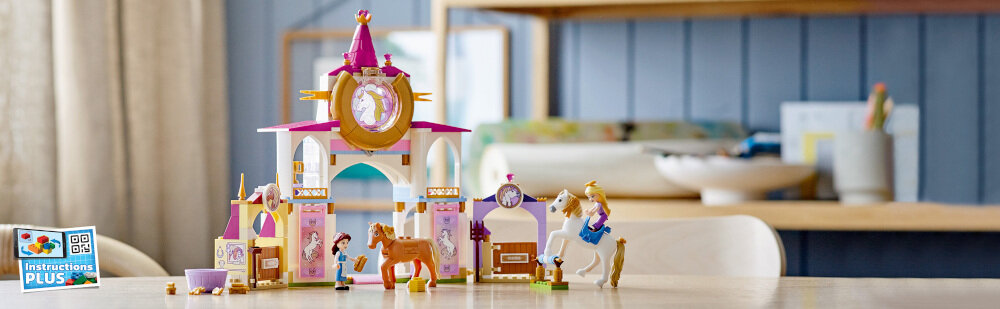 LEGO Disney Królewskie stajnie Belli i Roszpunki 43195 pasuje do innych zabawek LEGO