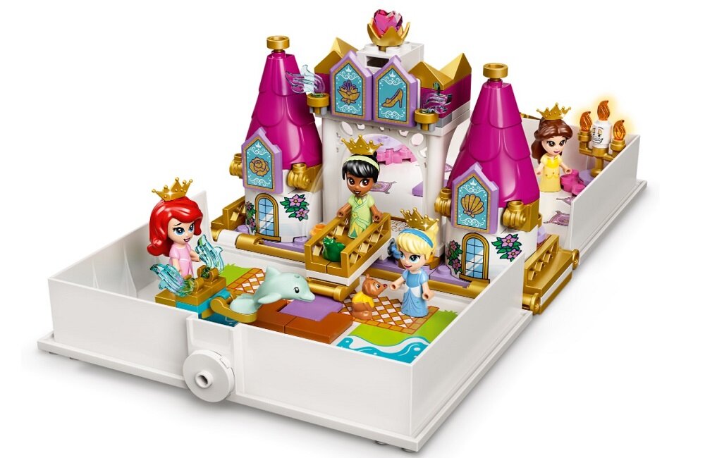 LEGO Disney Princess Książka z przygodami Arielki Belli Kopciuszka i Tiany 43193 Zabawa w dowolnym miejscu i o dowolnej porze