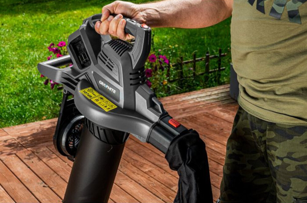 Odkurzacz do liści GRAPHITE 58G036 akumulatorowy komfortowy uchwyt ergonomiczna forma doskonałe wyważenie