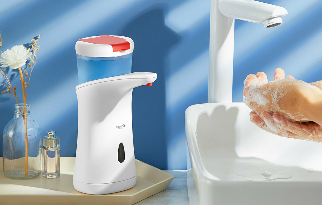 Dozownik do mydla DEERMA XS100 Bialy mozliwosci dwa sposoby uzytkowanie