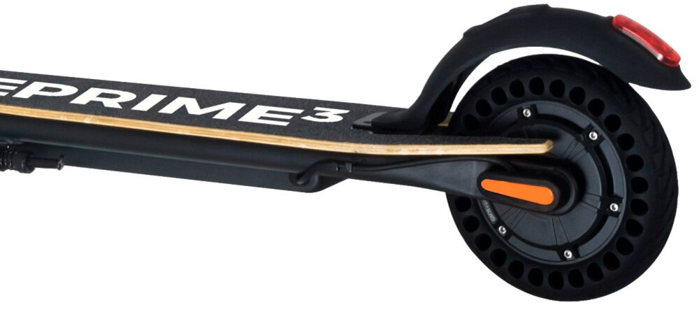 Hulajnoga elektryczna PRIME3 EES22 Czarny silnik moc 250 W maksymalna predkosc do 25 km/h trzy tryby jazdy Eco Standard Sport akumulator litowo-jonowy bateria pojemnosc 5,0 Ah zasieg do 14 km brak emisji szkodliwych substancji czas ladowania okolo 4 godzin