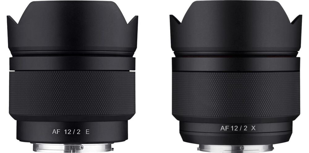 Obiektyw SAMYANG AF 12mm F2.0 ogniskowa przysłona ostrość pierścienie optyka soczewki powłoki montaż bagnet światło jasność zoom filtry waga