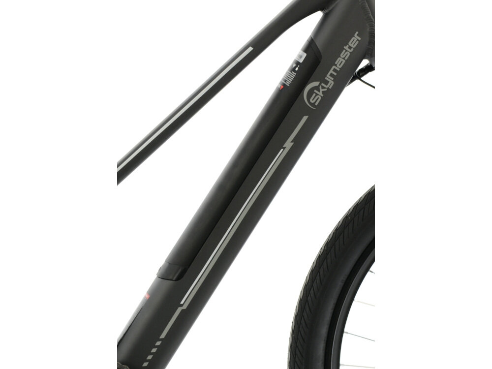 Rower elektryczny SKYMASTER Energy V2 Pro M20 28 cali damski Ciemnografitowy bateria Li-Ion marki JETCH napiecie 36 V pojemność 10 Ah długa żywotność do 700 ładowań szybkie ładowanie około 5-6 godzin w ramie roweru