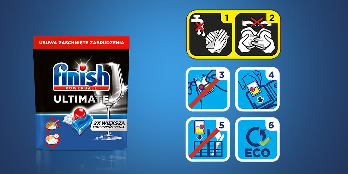 Kapsułki do zmywarki FINISH Powerball Ultimate All in 1 Fresh - 30 szt. sposób użycia instrukcja stosowania
