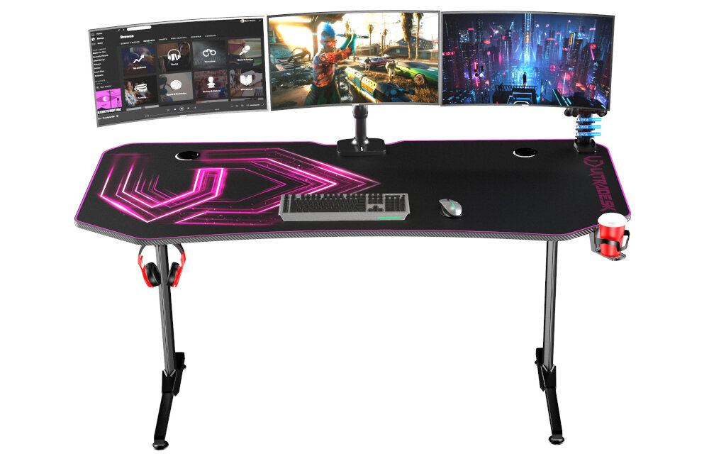 Biurko ULTRADESK Frag XXL dwa uchwyt na słuchawki uchwyt na napój