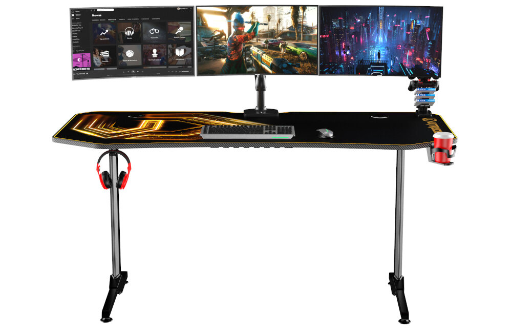 Biurko ULTRADESK Frag XXL dwa uchwyt na słuchawki uchwyt na napój