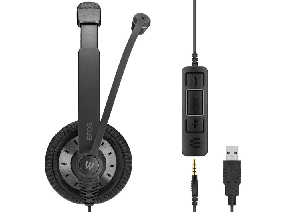 Słuchawki EPOS Impact SC 75 USB MS Nauszne kabel podłączenie sterowanie waga nauszniki
