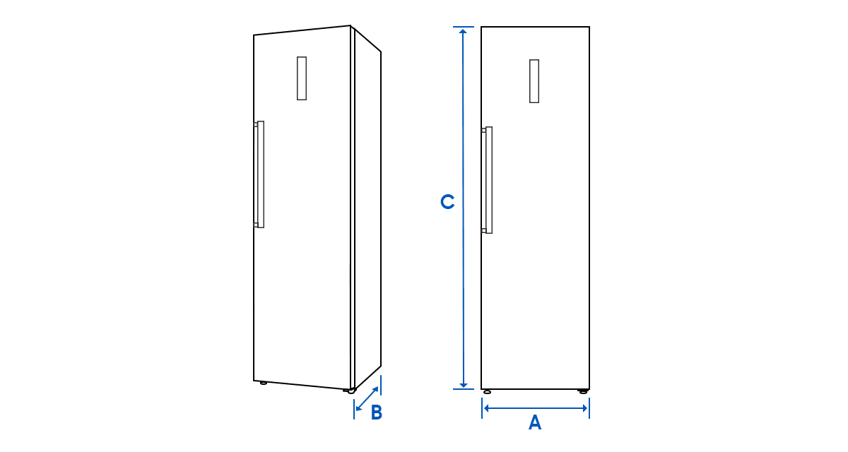 wymiary jednodrzwiowej zamrażarki