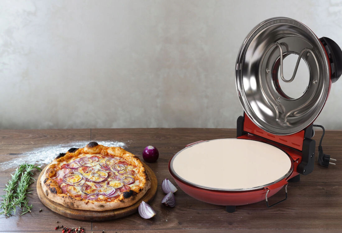 Piec do pizzy LUND 67480 1200W średnica 32 cm Równomierne pieczenie wykonanie kordieryt chrupiący spód