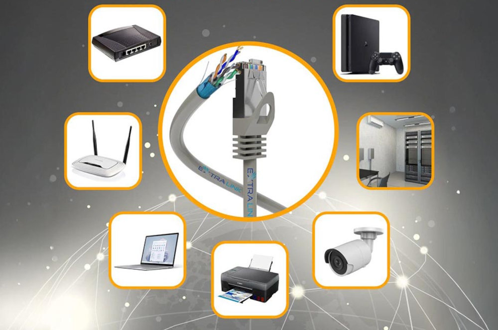 Kabel sieciowy EXTRALINK opakowaniu z funkcją samoczynnego rozwijania 305 m instalacji biurowej lub domowej Extralink CAT5E F/UTP systemach monitoringu CCTV zasilania jednym przewodem - zastosowania kabla sieciowego router, modem, laptop, drukarka, kamera monitoringu, konsola do gier i serwerownia