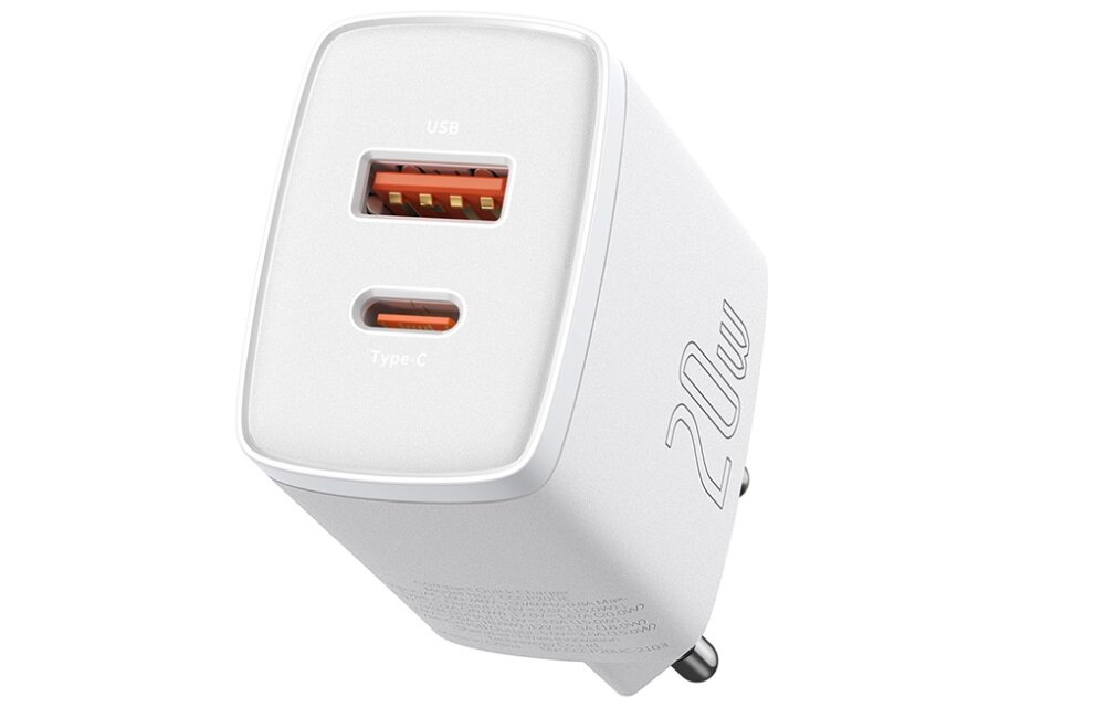 ŁADOWARKA SIECIOWA BASEUS COMPACT USB-A + USB-C 20W BIAŁA bezpieczeństwo