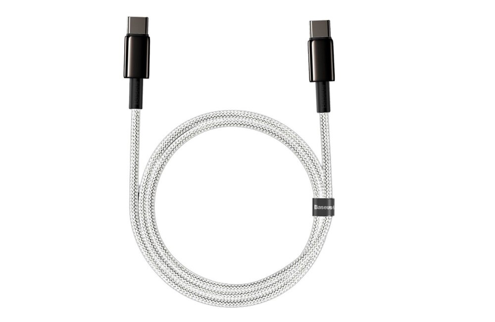 KABEL USB-C DO USB-C BASEUS TUNGSTEN GOLD 100W 2M BIAŁY kolor długość trwałość materiał