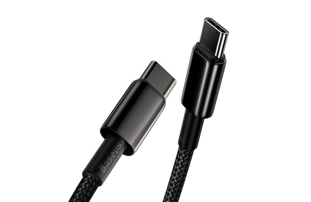 KABEL USB-C DO USB-C BASEUS TUNGSTEN GOLD 100W 1M CZARNY moc oplot prędkość