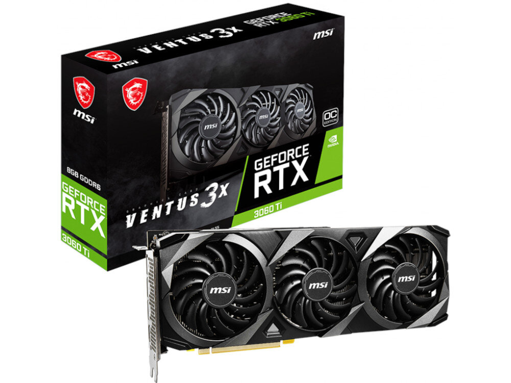 Karta graficzna MSI GeForce RTX 3060 Ti Ventus 3X OC LHR 8GB zawartosc opakowania