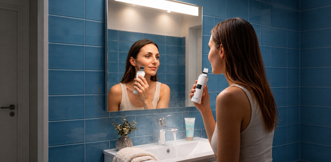 Urządzenie do peelingu kawitacyjnego ORO-MED Oro-Beauty Peeling 29 kHz zdjęcie lifestyle Domowa rutyna pod ręką