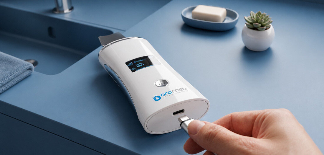 Urządzenie do peelingu kawitacyjnego ORO-MED Oro-Beauty Peeling 29 kHz zdjęcie lifestyle Prosta obsługa timer ma klasę ochrony IPX5