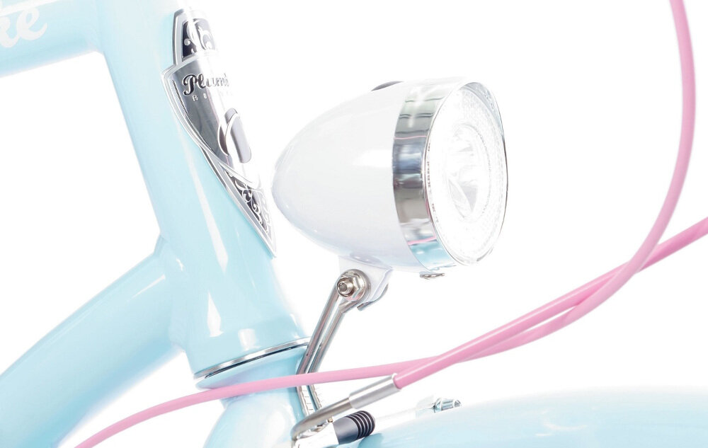 Rower miejski PLUMBIKE La Donna Mia 7B 26 cali damski Błękitny oświetlenie LED retro design przedniej lampy