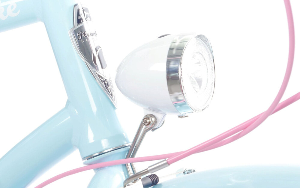 Rower miejski PLUMBIKE La Donna Mia 3B 26 cali damski Błękitny oświetlenie LED retro design przedniej lampy
