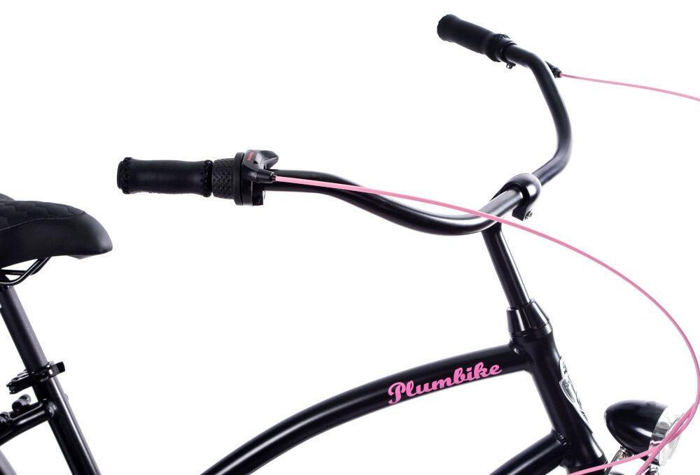 Rower miejski PLUMBIKE La Donna Night Heart 3B 26 cali damski Czarny kierownica typu MOON z aluminium lekka manetki pokryte antypoślizgowym materiałem