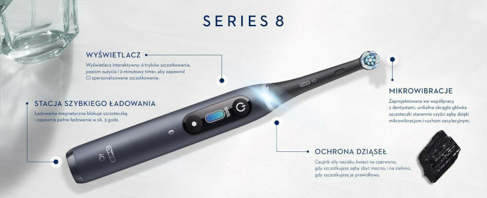 SZCZOTECZKA ELEKTRYCZNA DO ZĘBÓW Z TECHNOLOGIĄ MAGNETYCZNĄ ORAL-B IO 8 wyglad